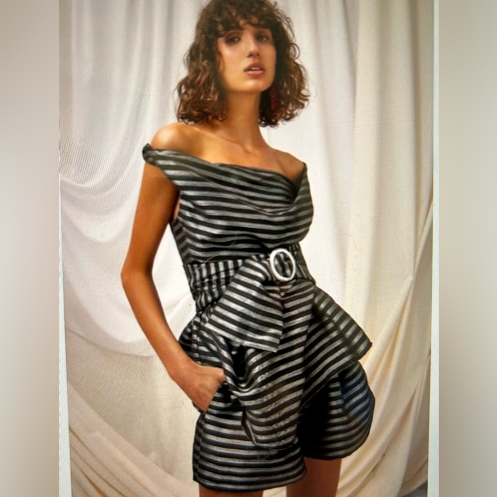 Beautiful silver and black peplum top